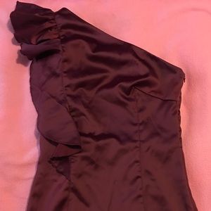 Super Cute One Shoulder Maroon Colored Dress